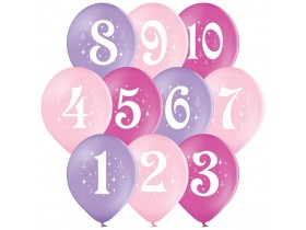 Воздушные шары 3103-1269 " Цифри для дівчинки " В105 50шт. 30 см
