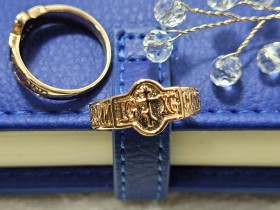 Кольцо золото Спаси и сохрани R00071 ( 16 размер )